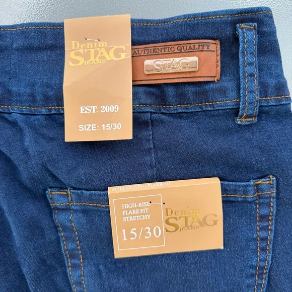 Stag Flare Fit Push Up Super Soft High Rise Stretch Jeans ~ Juniors Tall 30/15 - Picture 6 of 8